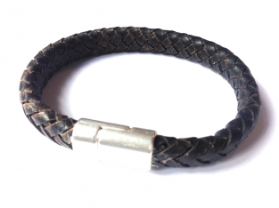 Heren armband leer bruin/zwart