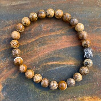 Herenarmband natuursteen beige